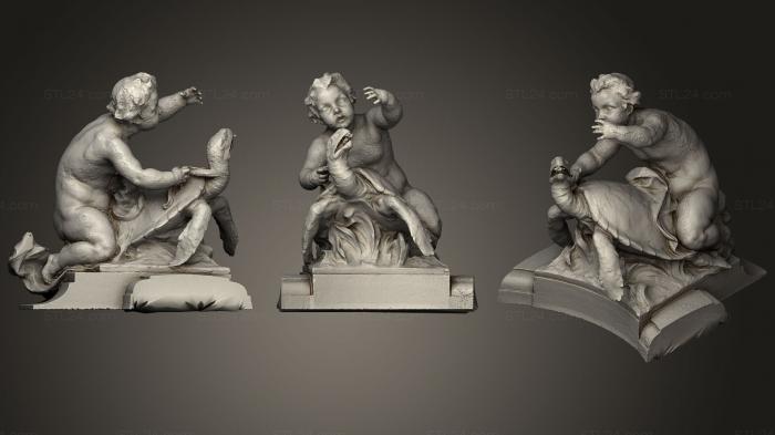 Статуи античные и исторические (Купидон на черепахе, STKA_1373) 3D модель для ЧПУ станка